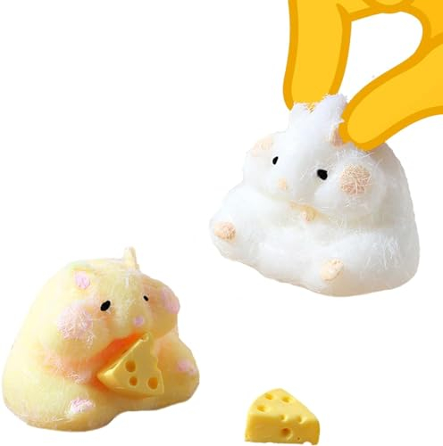 Squeeze Toys Squishy Giocattoli, 2 Pezzi Criceto Squishy Gadget Compleanno Bambini, Mini Giocattoli Antistress da Spremere Morbidi, Kawaii Squishy Piccoli Gadget per Premi Regalini Festa Compleanno