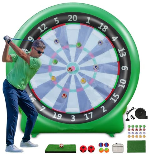 Riesen Fussball Dartboard Aufblasbare Fußball Darts Brett Bälle für Sport im Freien, Aufblasbares riesiges Dartboard, Golf Darts Kick Darts, Wurf Darts piel mit Pumpe, Chipping Matte