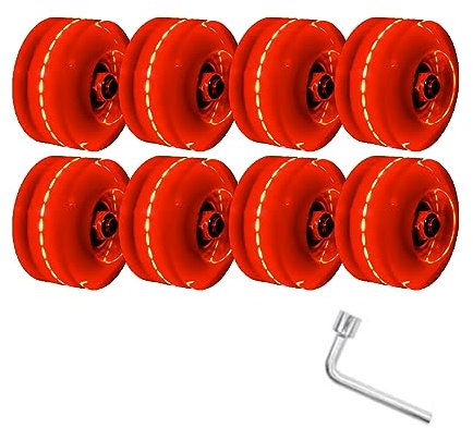 SJKJNK Ersatz-Rollen für Inline-Skate-Rollschuhe mit Kugellagern, leuchtende Räder für zweireihiges Skaten und Skateboard, 82 A, 58 x 32 mm, Rot, 8 Stück