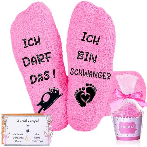 Eyezeeption Geschenke für Schwangere Mutter Geschenk Schwangerschaft Rosa Socken, Werdende Mama Geschenk Baby Geschenk Schwangerschaft Geschenke für Werdende Mütter Geschenke zur Geburt. (Rosa)