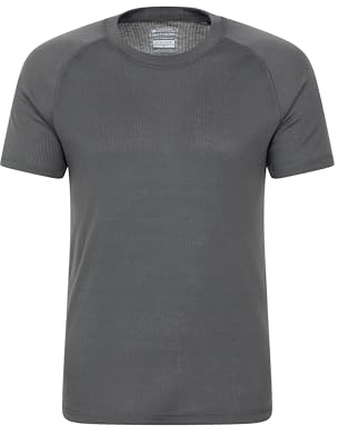 Mountain Warehouse Talus Mens Thermal Baselayer Tee - Short Sleeve Jumper, Round Neck, Breathable Sweatshirt, Warm, Quick Drying Top - Ideal for Winter Charcoal S