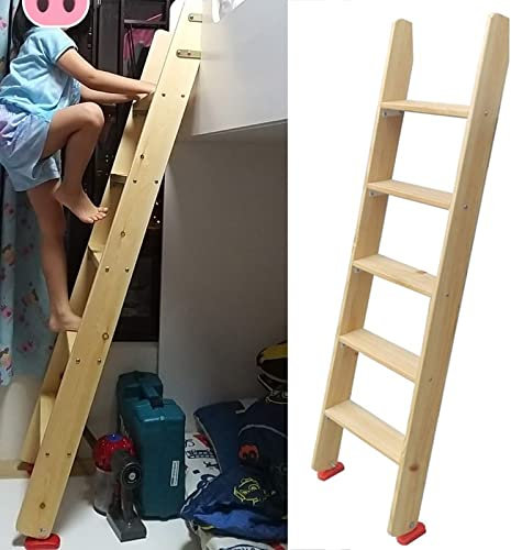 Escalera de Pared de Madera Natural para Cama, litera para Dormitorio Universitario, Escalera de Tijera para Loft, Escalera para Caravana, Escalera para litera con Gancho de retención (tamañ
