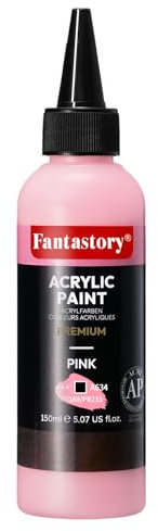 Fantastory Pintura acrílica rosa 150 ml, excelente opacidad, pintura precisa, alta resistencia a la luz, pintura acrílica resistente al agua; para lienzo, madera, cerámica, modelos, tela; artistas