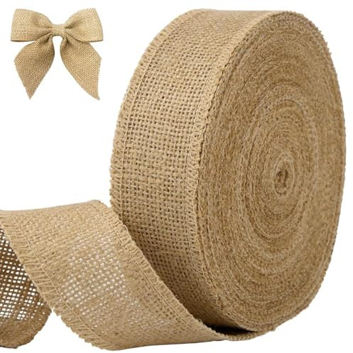Juteband 4 cm Breit, 20 Meters Vintage Geschenkband, Sackleinen Dekoband für Handwerk, Floristen, Weihnachten Geburtstag, Geschenkverpackung, Tauf & Hochzeitdeko