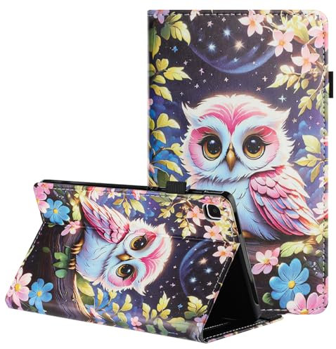 Mldjomid Hülle für Samsung Galaxy Tab A 10.1 SM-T510/T515 2019 Folio Flip PU Leder Schutzhülle mit Kartenschlitz Ständer Tablet Cover Case für Galaxy Tab A 10.1 2019 Tablet Hülle, Rosa Eule