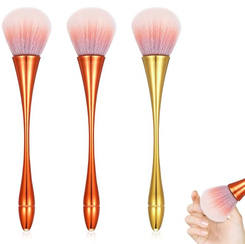 Ptwola Set di 3 pennelli per la polvere delle unghie, grandi pennelli per il trucco, per manicure, per la pulizia delle unghie, per la pulizia della polvere