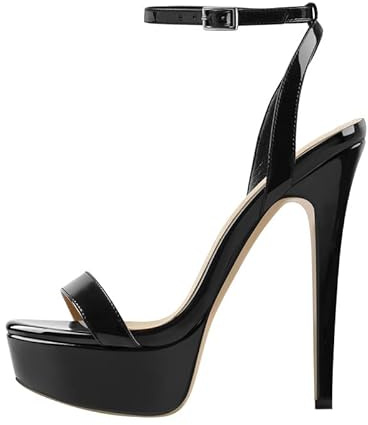 Only maker Sandalias de tacón alto para mujer, negro metalizado, 43 EU