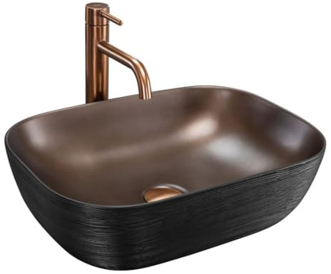GTM Design Aufsatzwaschbecken Matt Modern Waschbecken ohne Hahnloch - Elegant Aufsatzwaschbecken Oval für Badezimmer und Gäste WC - nur Bad Waschbecken - Modell 18