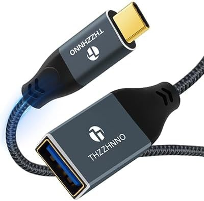 Thzzhnno USB C to USB A Adapter 2.0M, 5Gbps USBC to USB3.0 Female Extension OTG Cable for Phone,Laptop,PC
