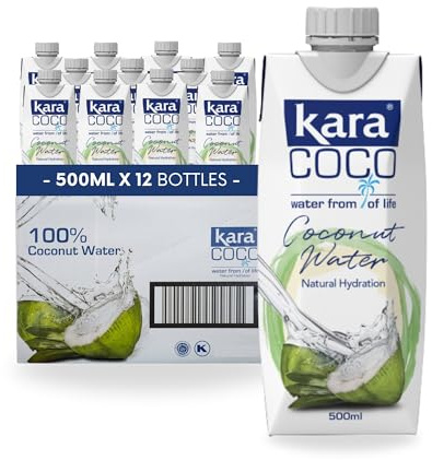 Kara Coconut Water 500ml x 12 Bottles - Replenishing Refreshment for Natural Hydration, Coconut, Packed With Electrolytes, Gluten Free