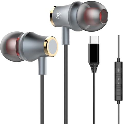 Écouteurs Filaire USB C, Intra Ecouteur Casque avec Fil USB C Oreillette | Ecouteurs Filaire USB C pour iPhone 17 Pro Max 16 Plus 15, pour Samsung Galaxy S26 Ultra S25 S24 A57 A56 5G A35 A26 A17 A16