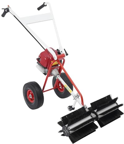 LENDISIY Kehrmaschine Benzin 4-Takt Motorbesen Kehrbesen Benzin Motor Besen Schneeräumer mit Schutzbrille, 60cm Bürstenbreite zur Reinigung von künstlichen Grasflächen Straßen