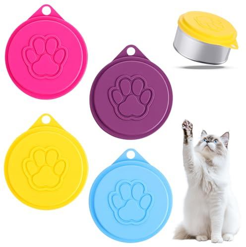 Ajcotahm 4 Stück Deckel für Dosen Silikon Deckel für Hunde und Katzen Dosen Tierfutter-Dosendeckel Universal-Silikon-Dosendeckel für Tierfutterdosen Silikondeckel für Hundefutter und Katzenfutter