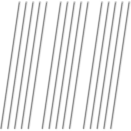 Eulihent 15 Pieces Stainless Steel Rods 3mm x 300mm Round Rod Metal Bar 304 Solid Stainless Steel Dowels Lathe Bar Stock for Shafts, Gears, DIY Car Airplane Models, Garden Decorations