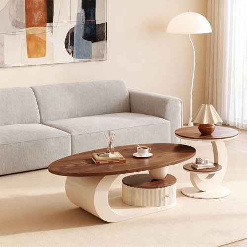 Moderner Wohnzimmer-Couchtisch Stand-Couchtisch fürs Wohnzimmer mit verstecktem Staufach Massivholz-Couchtisch für Wohnung, Haus und kleine Räume(E,130CM/25.59IN)