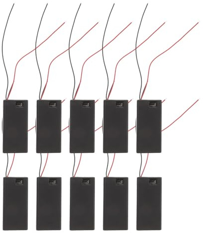 Artibetter Boîtier de Batterie 9v Noir avec Interrupteur, Couvercle et Vis, Support Plastique 10pcs Prêt à l'emploi pour DIY et Éclairage LED