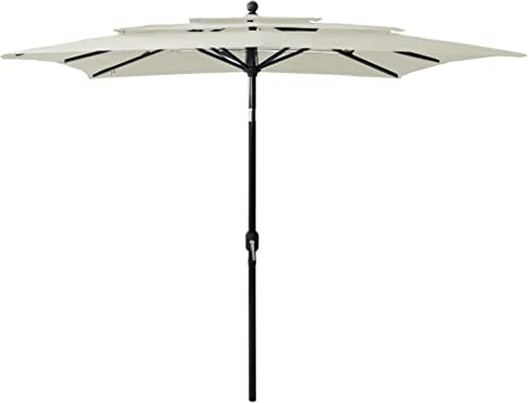 hliofuir Parasol carré à manivelle - 2 x 2 m - Avec fonction de pliage - 3 couches - Avec mât en aluminium de 38 mm - Pour terrasse, jardin - Anthracite