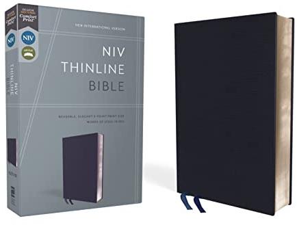 NIV, Thinline Bible, Bonded Leather, Navy, Red Letter, Comfort Print