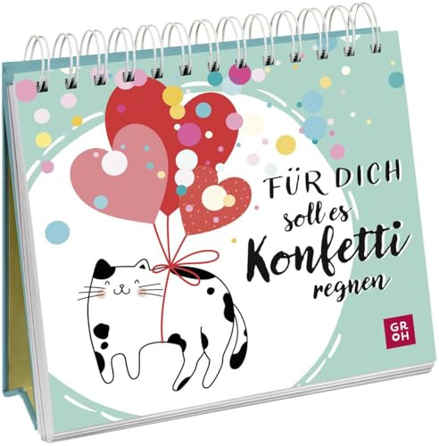 Für dich soll es Konfetti regnen: Mini-Aufsteller mit guten Wünschen und liebevollen Komplimenten. Tolles Geschenk zum Geburtstag, Valentinstag & Co