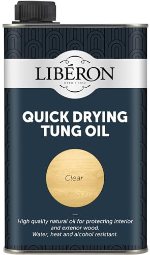 Libéron Quick Drying Tung Oil for Interior & Exterior Wood, 500ml | High quality natural oil , Fast-drying formula, Water, alcohol & food acid resistant, Ideal for kitchen worktops