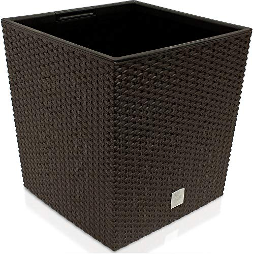 Rato 32-Liter-Pflanzgefäß mit Pflanzschale in der Farbe Schokolade 33 x 33 x 33 cm.