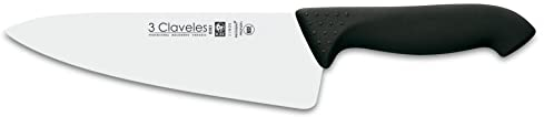 3 Claveles Proflex - Cuchillo cocinero 20 cm, acero inoxidable, negro