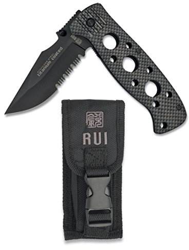 RUI Messer Taschenmesser 440 Stahl Alu Griff Carbonoptik Nylonetui 19221