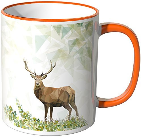 WANDKINGS Tasse, Motiv „Majestätischer Hirsch 1“ - ORANGE