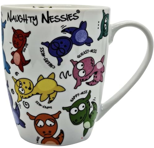 I LUV LTD Tea and Coffee Ceramic Scottish Mug with The Naughty Nessies, Loch Ness Monster Mascots for Your Kitchen