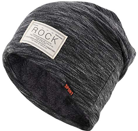 Gisdanchz Wollmütze Damen Long Beanie Herren Slouch Beanie Hipster Baumwolle Strickmütze Wollmütze Warme Fleece Krebs Dünne Oversize Coole Jogging Mütze Damen Wintermütze Herren Hat Schwarz
