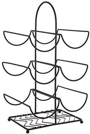 Premier Housewares Sleek Black Powder Coat 6 Bottle Wine Rack | Modern Design Bottle Rack For Cupboard | Durable Wine Rack For Kitchen | Non Corrosive Wine Holder For Parties