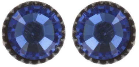 Konplott Black Jack Ohrstecker klassisch rund klein in Blau mit Saphir und Messing