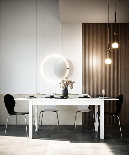 Newfurn Esstisch Tisch Weiß Esszimmertisch Küchentisch Speisetisch II 140x76,5X 80 cm (BxHxT) ausziehbar bis 180 cm inkl. 40cm Tischplatte Weiß Küchentisch Speisetisch Esszimmer