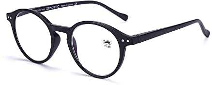 ZENOTTIC Blaue Licht Blockieren Lesebrille, Anti Schwindlig Glasses Damen und Herren Leicht Rundrahmen Retro Brillen (+1.00, SCHWARZ)