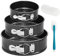 OAMCEG 3 Pcs Springform Cake Tin Set – 4/7/9 Inch Round Cake Tins for Baking – Detachable Carbon Steel Cheesecake Pan with 50 Parchment Liners & Silicone Spatula, Oven Safe & Leakproof