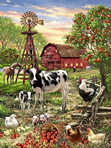 Springbok's 500 Piece Jigsaw Puzzle Barnyard Animals - Unique Cut Pieces