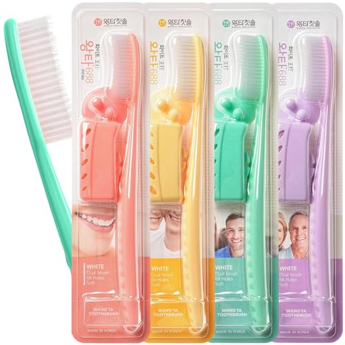 Wangta Zahnbürsten Etui, Weich, 4 Stück, V-Form