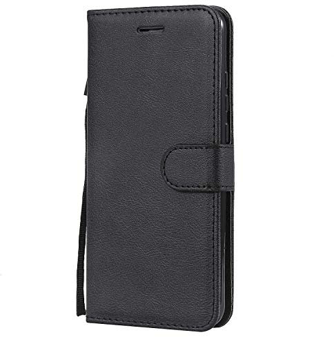DENDICO Coque pour Huawei P Smart Plus 2019 / Honor 20 Lite, PU en Cuir Coque Portefeuille Étui Housse, Design Classique TPU Coque pour Huawei P Smart Plus 2019 / Honor 20 Lite - Noir