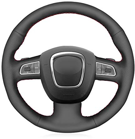 MEWANT Lenkradbezug aus Leder für Audi A3 8P Sportback A4 B8 Avant A5 8T A6 C6 A8 D3 Q5 8R Q7 S3 S4 S5 S6 S8 / A3 Lenkradbezug