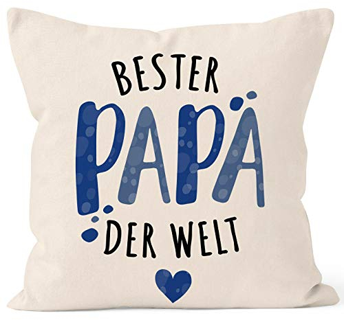 MoonWorks® Kissen-Bezug Beste Mama/Bester Papa der Welt Herz Geschenk für Eltern Vater Mutter Muttertag Vatertag Papa 2 Natur Unisize