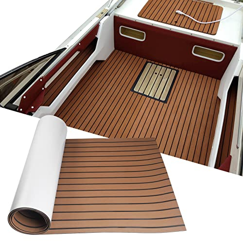 SenMore Eva Teak Selbstklebender Schaumboot Yachtboden rutschfeste Matte Marine Deckbeschläge für Boote Yacht Marine Teppich mit Selbstklebender Rückseite,240x90cm