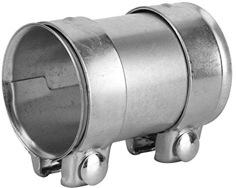 Exhaust Pipe Connector, 3in 76mm Double Clamp Joiner Stainless Steel Sleeve Universal Tube Repair Parts, Butt Joint Exhaust Band Clamp Sleeve for Exhaust Pipes, Mufflers and Catalytic Converters