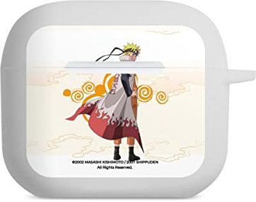 Hülle mit Karabiner kompatibel mit Apple AirPods (3. Generation) Case weiß Schutzhülle mit Schlüsselanhänger Naruto Shippuden Hokage Offizielles Lizenzprodukt