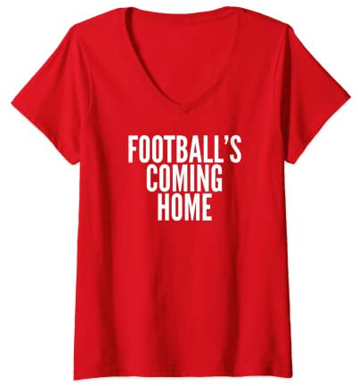 Damen Football's Coming Home England T-Shirt mit V-Ausschnitt