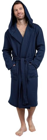 Eddie Bauer Men’s Bonded Fleece Robe, Navy, Small/Medium