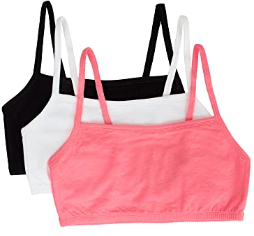 Fruit of the Loom Damen Spaghetti Strap Cotton Pull Over 3 Pack Bra in Fashion Colors Sport-BH, Undurchsichtige, Popsicle Pink/Weiß/Schwarz, 95 (2er Pack)