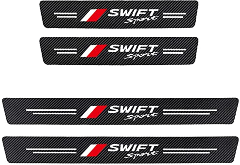 4 Stück Auto Kohlefaser Einstiegsleisten TüRschweller Aufkleber, für Suz-uki Swift Sport AntiKratz Schutzleisten Kick Plates Schutz, Abnutzungs Türschwellen Abdeckung Protector Tuning Styling Zubehör
