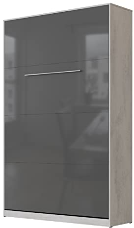 SMARTBett Schrankbett Standard 90x200 120x200 140x200 160x200 Bettschrank Wandbett Beton/Anthrazit Hochglanz 120 Vertikal