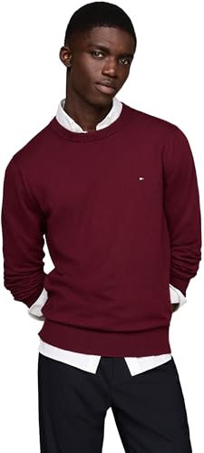 Tommy Hilfiger Herren Pullover Crew Neck Regular Fit, Rot (Deep Rouge), S