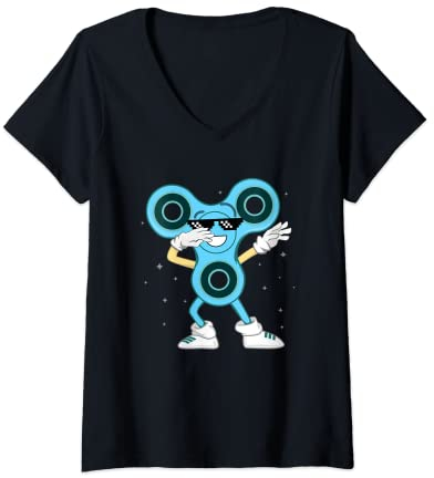 Damen Lustiges Dabbing Fidget Spinner T-Shirt T-Shirt mit V-Ausschnitt